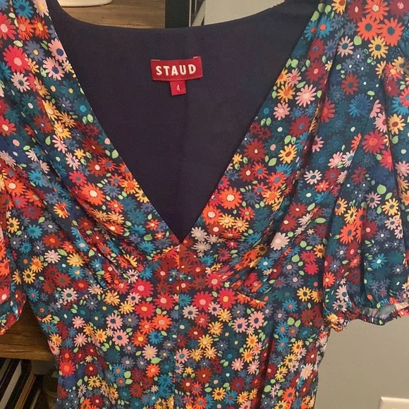 NWOT STAUD Mills Rainbow Flower Market mini dress - Picture 3 of 8